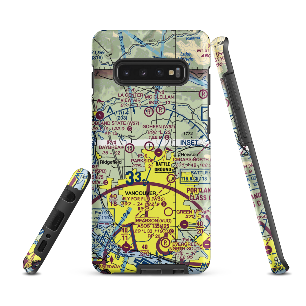 Goheen Airport (W52) VFR Sectional Samsung Phone Case Samsung Galaxy S10 Plus model shown