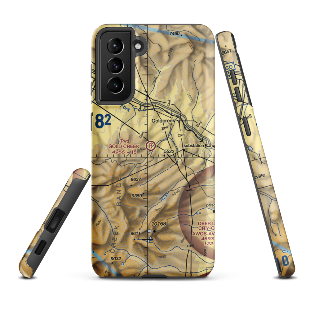 Gold Creek Airport (2MT9) VFR Sectional Samsung Phone Case Samsung Galaxy S21 Plus model shown