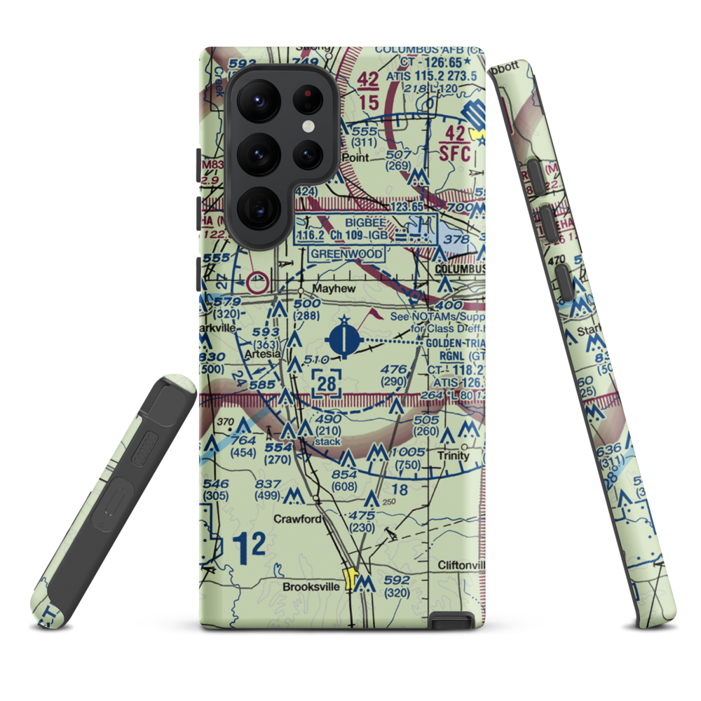 Golden Triangle Regional Airport (GTR) VFR Sectional Samsung Phone Case Samsung Galaxy S22 Ultra model shown