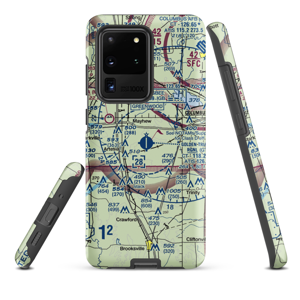 Golden Triangle Regional Airport (GTR) VFR Sectional Samsung Phone Case Samsung Galaxy S20 Ultra model shown