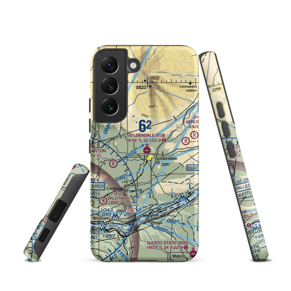 Goldendale Airport (S20) VFR Sectional Samsung Phone Case Samsung Galaxy S22 model shown