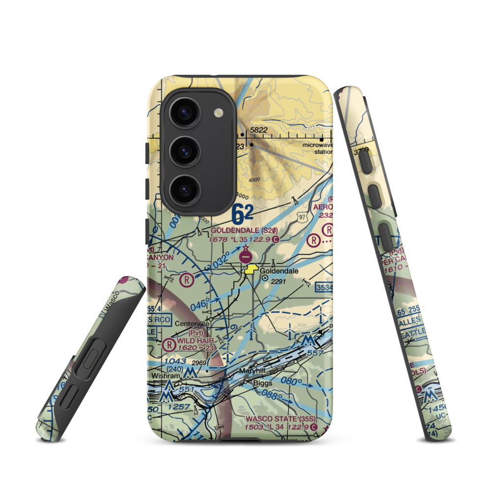 Goldendale Airport (S20) VFR Sectional Samsung Phone Case Samsung Galaxy S23 model shown