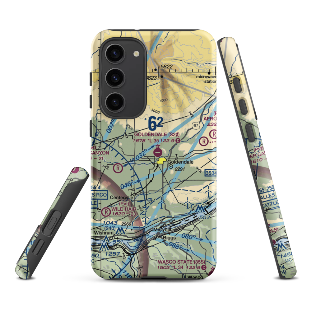 Goldendale Airport (S20) VFR Sectional Samsung Phone Case Samsung Galaxy S23 Plus model shown