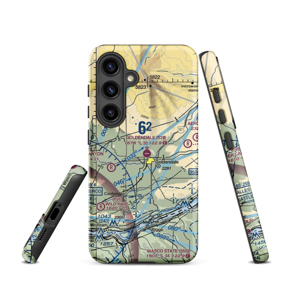Goldendale Airport (S20) VFR Sectional Samsung Phone Case Samsung Galaxy S24 model shown