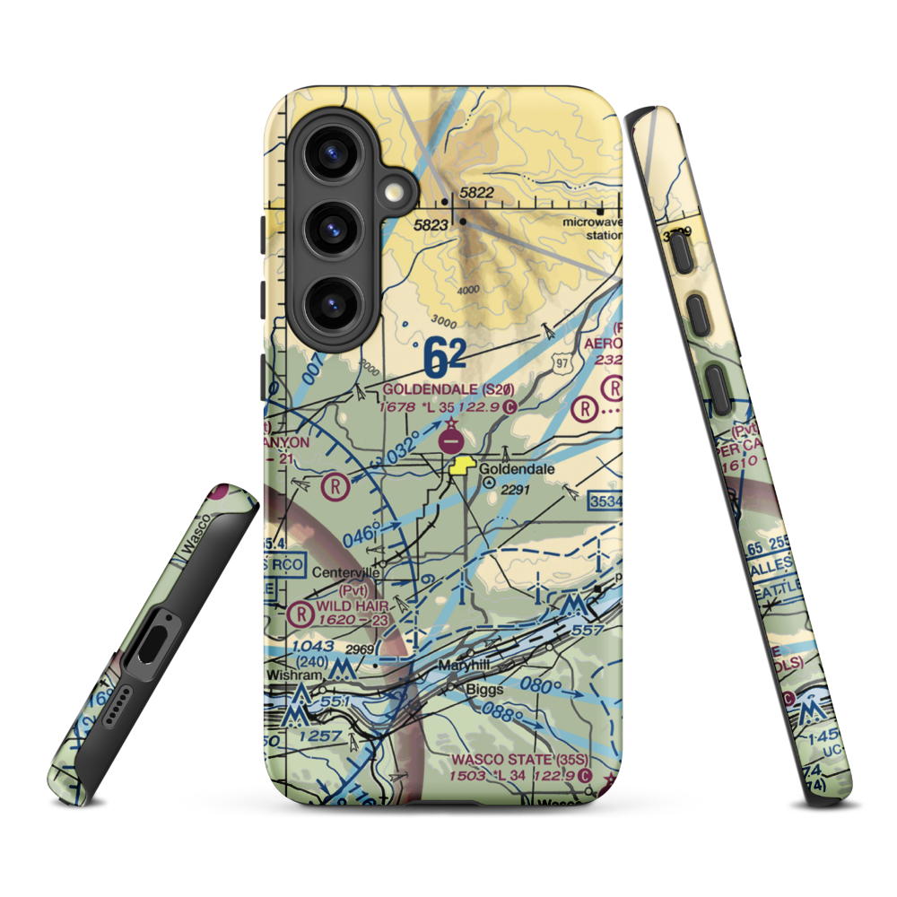 Goldendale Airport (S20) VFR Sectional Samsung Phone Case Samsung Galaxy S24 Plus model shown