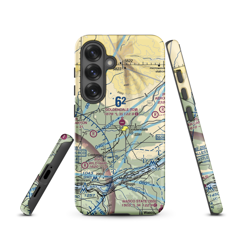 Goldendale Airport (S20) VFR Sectional Samsung Phone Case Samsung Galaxy S25 model shown