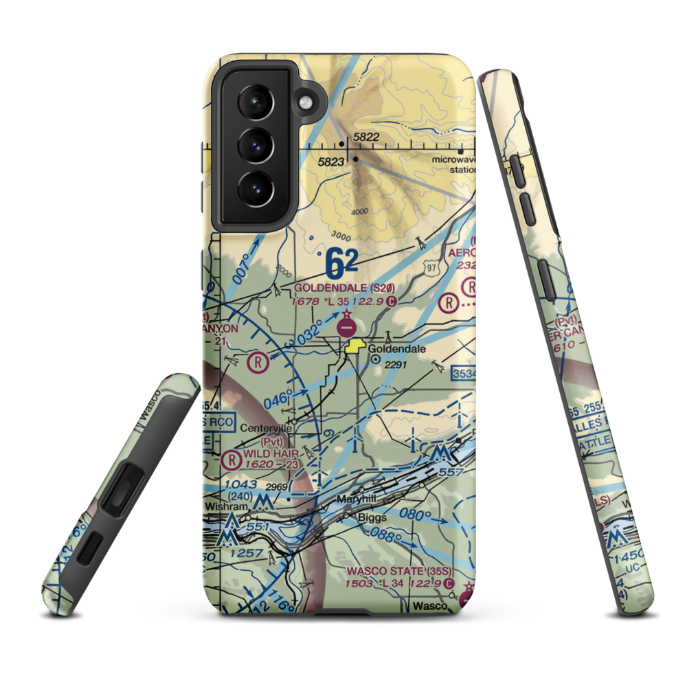 Goldendale Airport (S20) VFR Sectional Samsung Phone Case Samsung Galaxy S21 Plus model shown