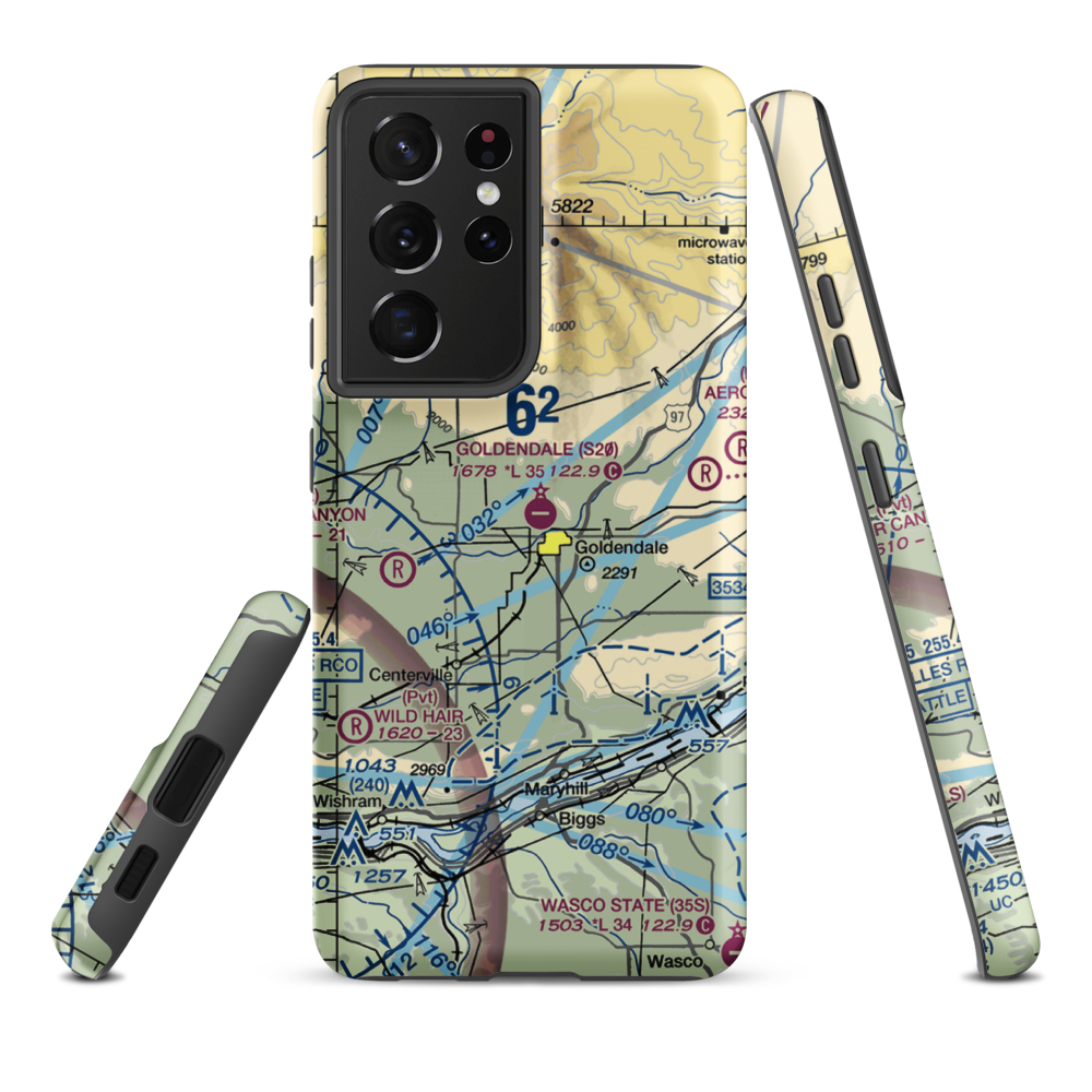 Goldendale Airport (S20) VFR Sectional Samsung Phone Case Samsung Galaxy S21 Ultra model shown
