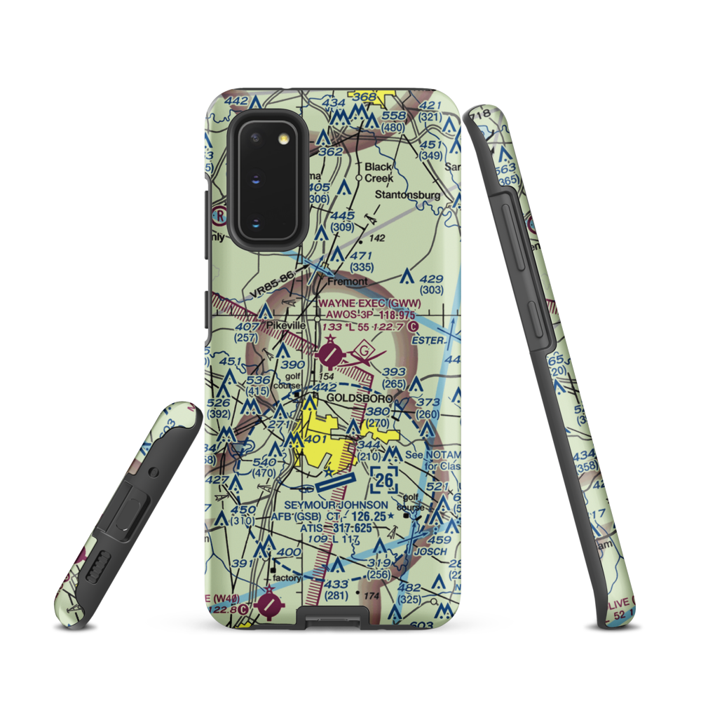 Goldsboro-Wayne Municipal Airport (GWW) VFR Sectional Samsung Phone Case Samsung Galaxy S20 model shown