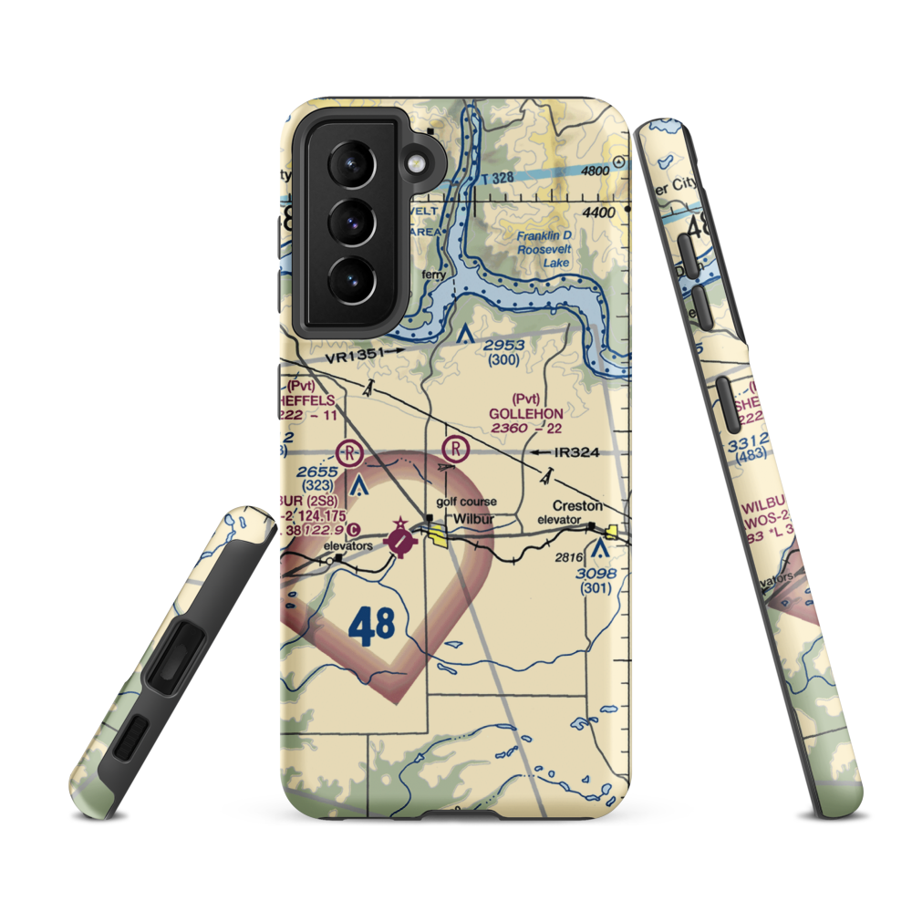 Gollehon Airport (22WA) VFR Sectional Samsung Phone Case Samsung Galaxy S21 FE model shown