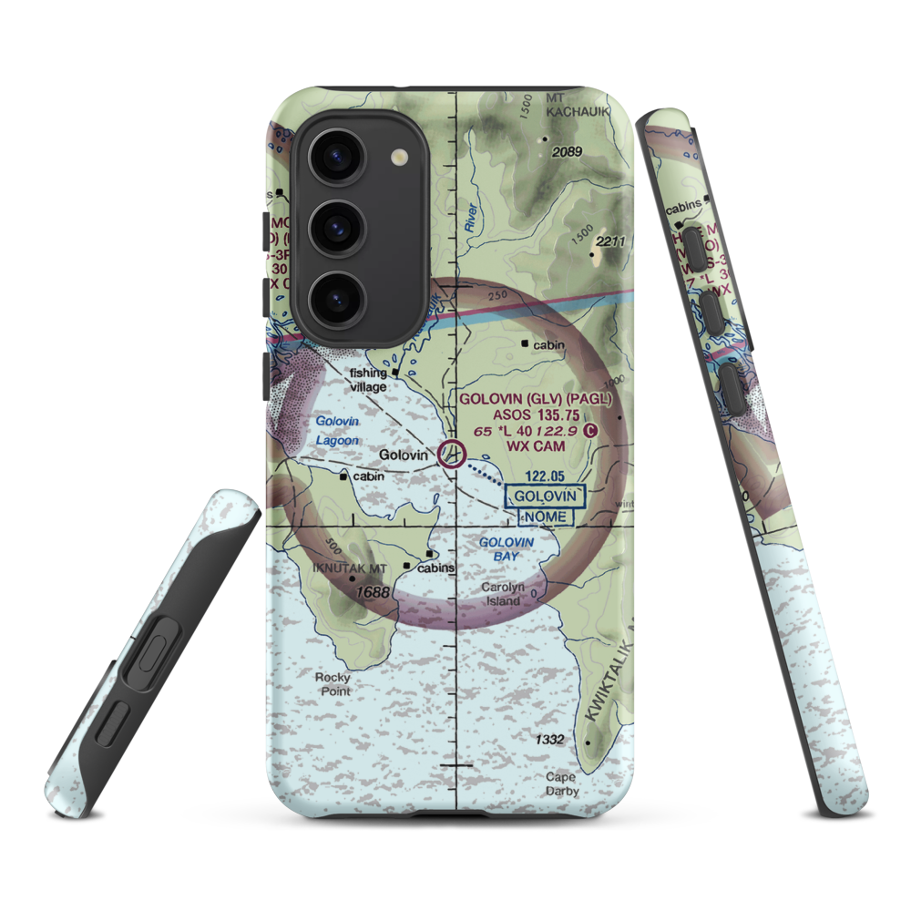 Golovin Airport (GLV) VFR Sectional Samsung Phone Case Samsung Galaxy S23 Plus model shown