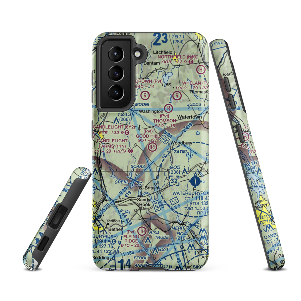 Good Hill Farm Airport (CT59) VFR Sectional Samsung Phone Case Samsung Galaxy S21 FE model shown