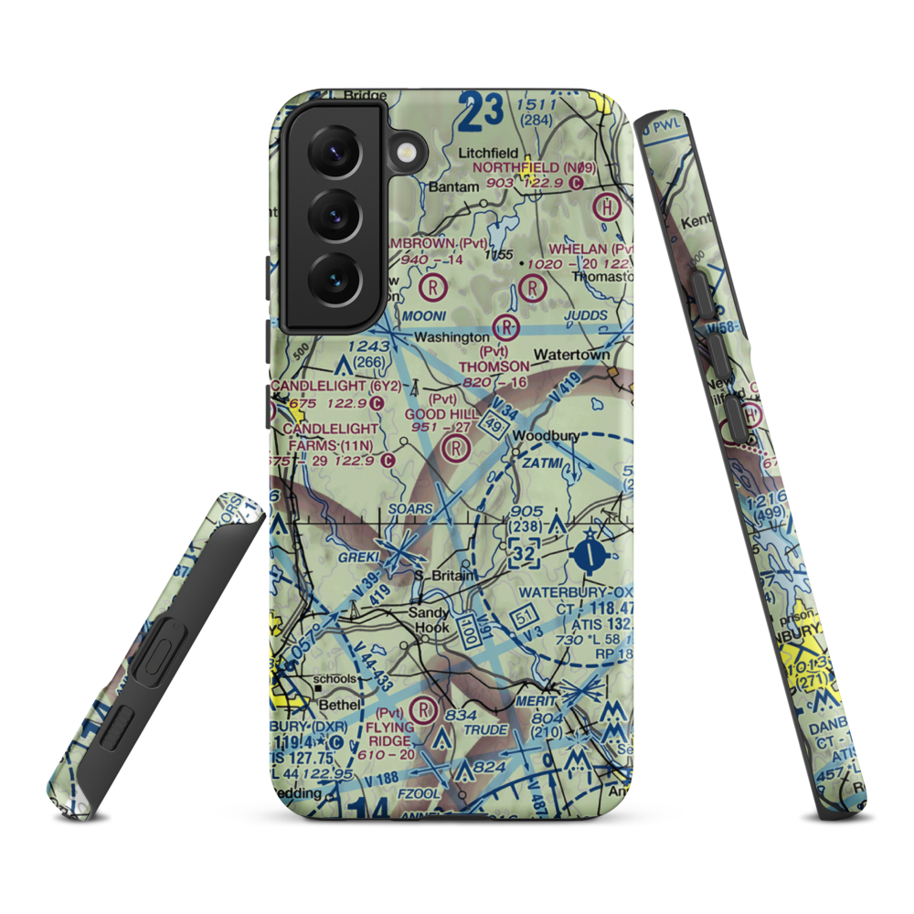 Good Hill Farm Airport (CT59) VFR Sectional Samsung Phone Case Samsung Galaxy S22 Plus model shown