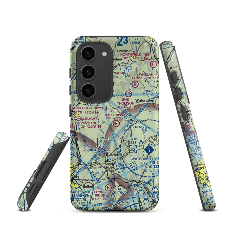 Good Hill Farm Airport (CT59) VFR Sectional Samsung Phone Case Samsung Galaxy S23 model shown