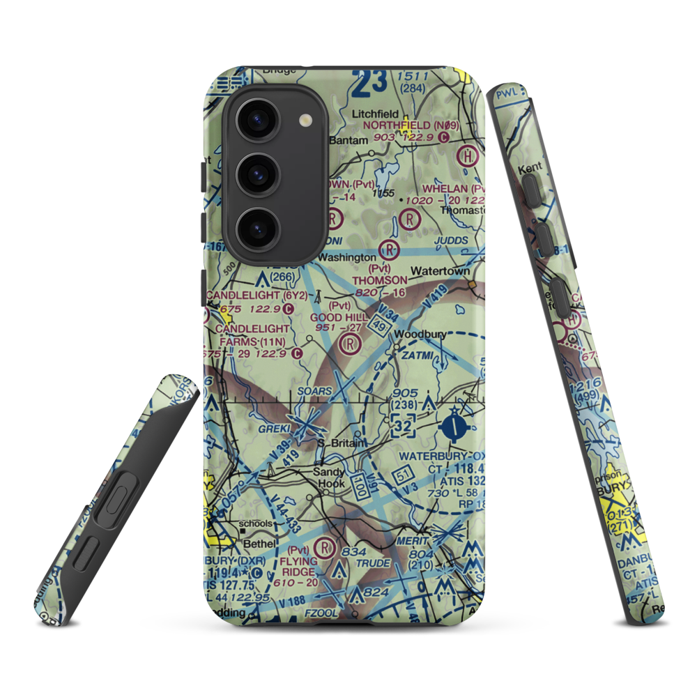 Good Hill Farm Airport (CT59) VFR Sectional Samsung Phone Case Samsung Galaxy S23 Plus model shown
