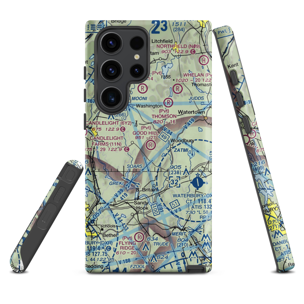 Good Hill Farm Airport (CT59) VFR Sectional Samsung Phone Case Samsung Galaxy S23 Ultra model shown