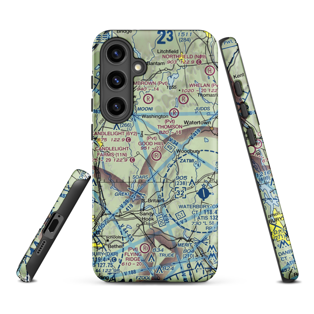 Good Hill Farm Airport (CT59) VFR Sectional Samsung Phone Case Samsung Galaxy S24 Plus model shown
