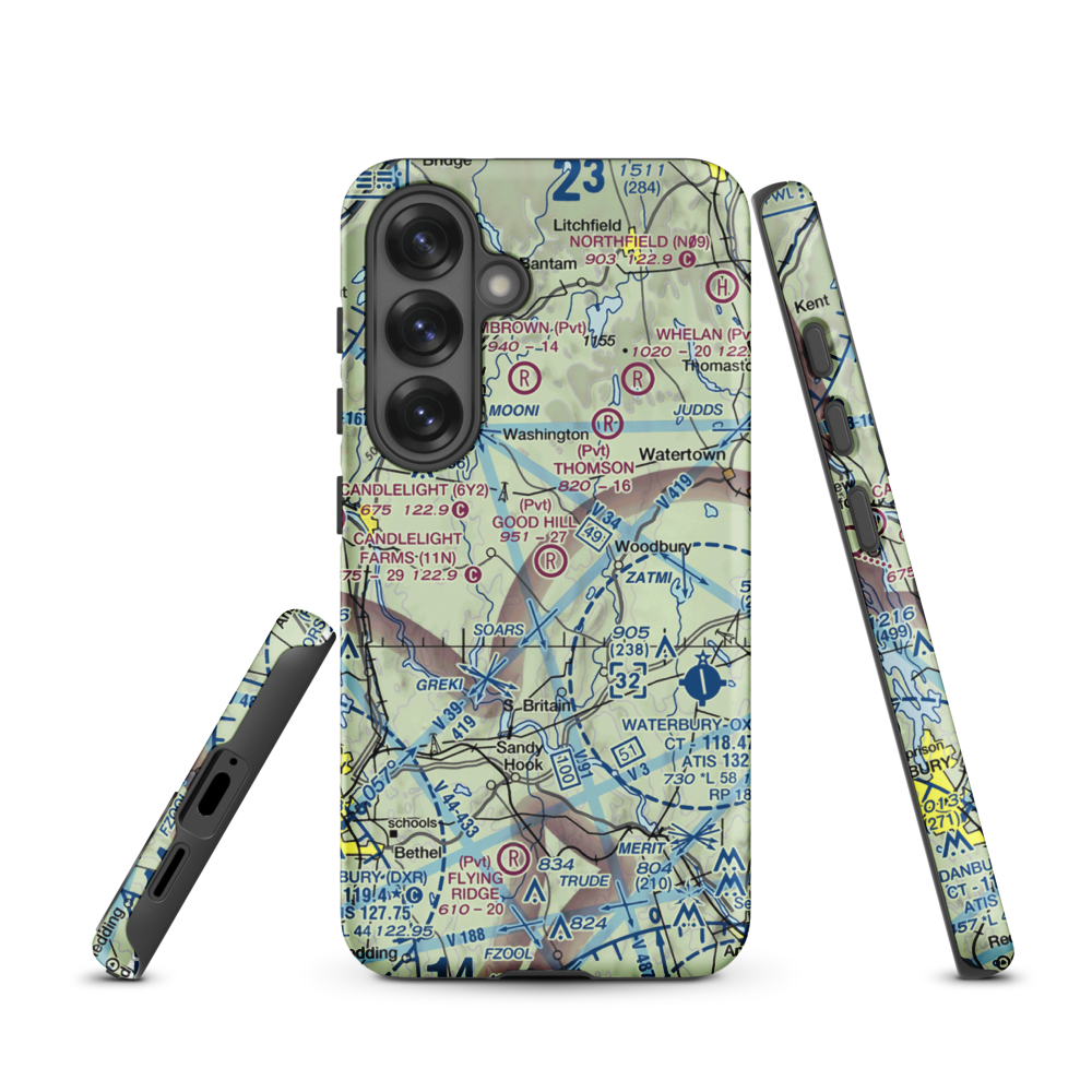 Good Hill Farm Airport (CT59) VFR Sectional Samsung Phone Case Samsung Galaxy S25 model shown