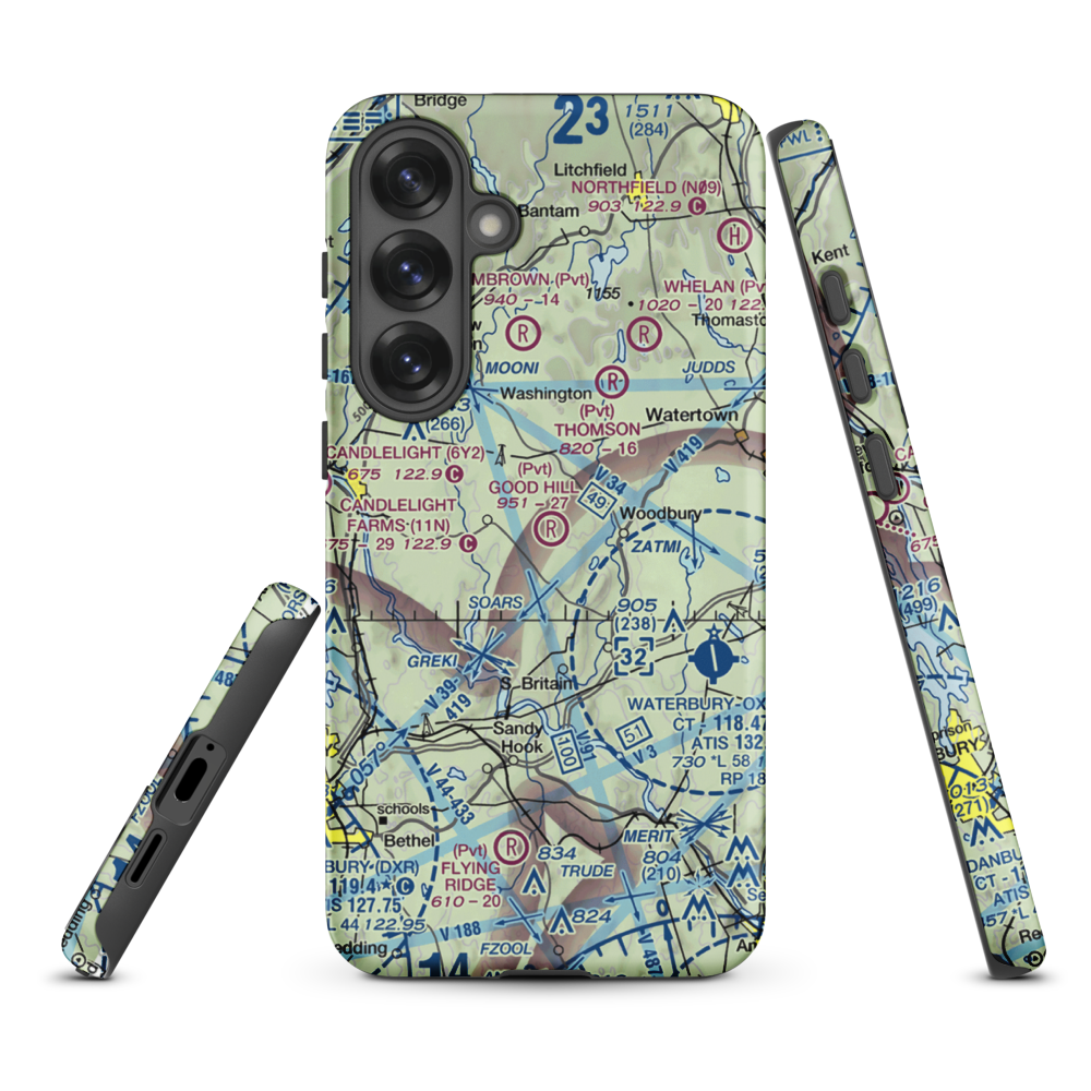 Good Hill Farm Airport (CT59) VFR Sectional Samsung Phone Case Samsung Galaxy S25 Plus model shown
