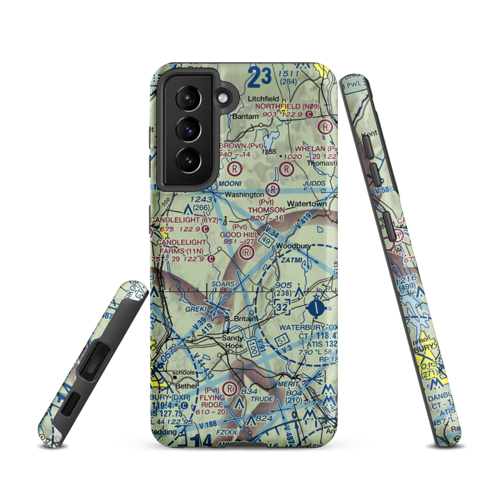 Good Hill Farm Airport (CT59) VFR Sectional Samsung Phone Case Samsung Galaxy S21 model shown