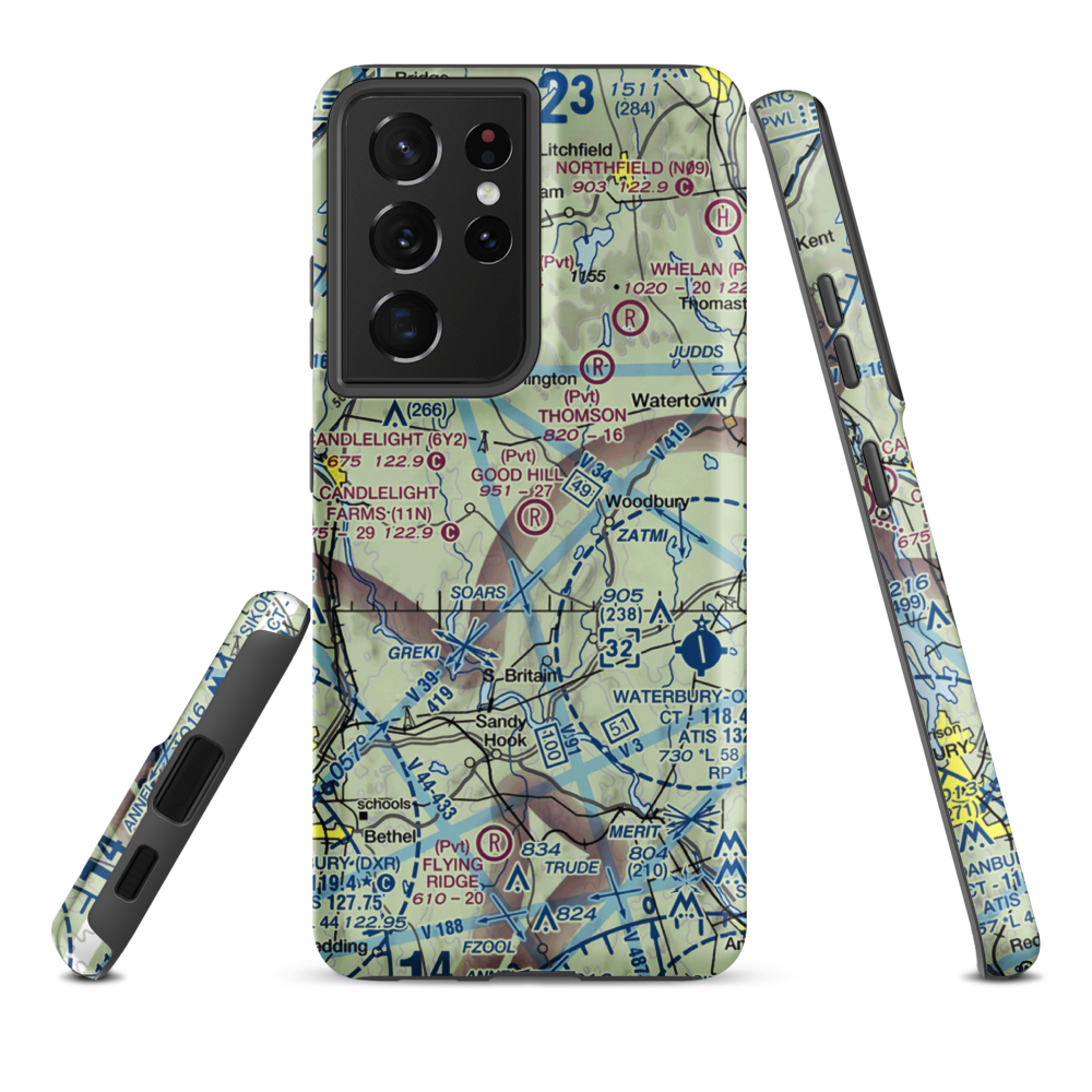 Good Hill Farm Airport (CT59) VFR Sectional Samsung Phone Case Samsung Galaxy S21 Plus model shown