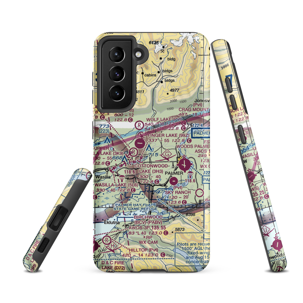Gooding Lake Seaplane Base (2D3) VFR Sectional Samsung Phone Case Samsung Galaxy S21 Ultra model shown