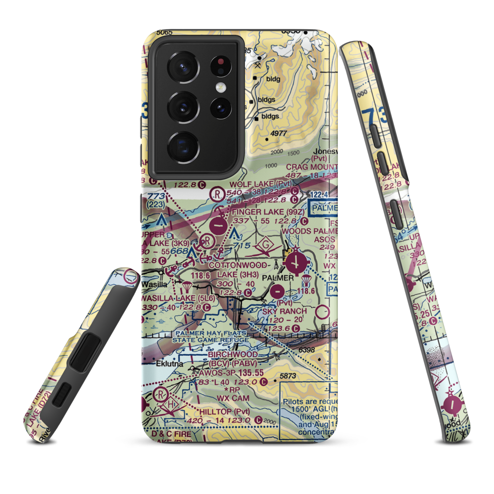 Gooding Lake Seaplane Base (2D3) VFR Sectional Samsung Phone Case Samsung Galaxy S21 Plus model shown