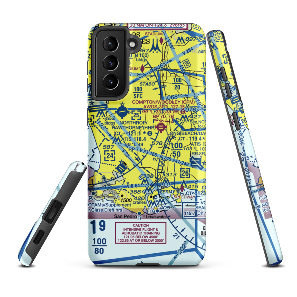 Goodyear Blimp Base Airport (64CL) VFR Sectional Samsung Phone Case Samsung Galaxy S21 FE model shown