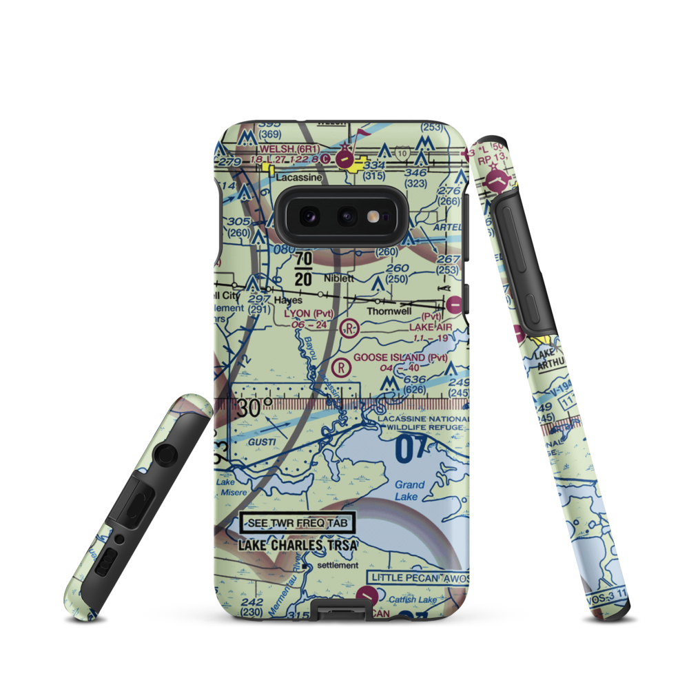 Goose Island Airport (1LA3) VFR Sectional Samsung Phone Case Samsung Galaxy S10 Plus model shown