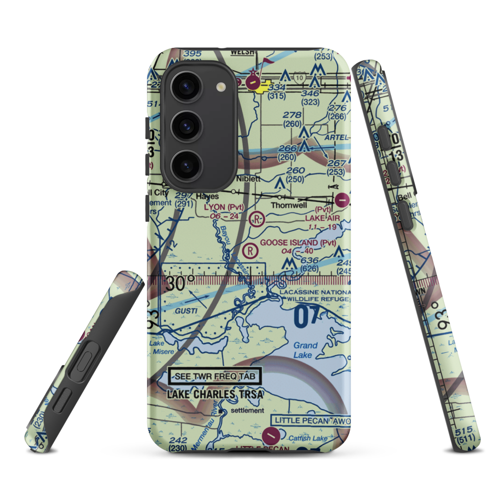 Goose Island Airport (1LA3) VFR Sectional Samsung Phone Case Samsung Galaxy S23 Plus model shown