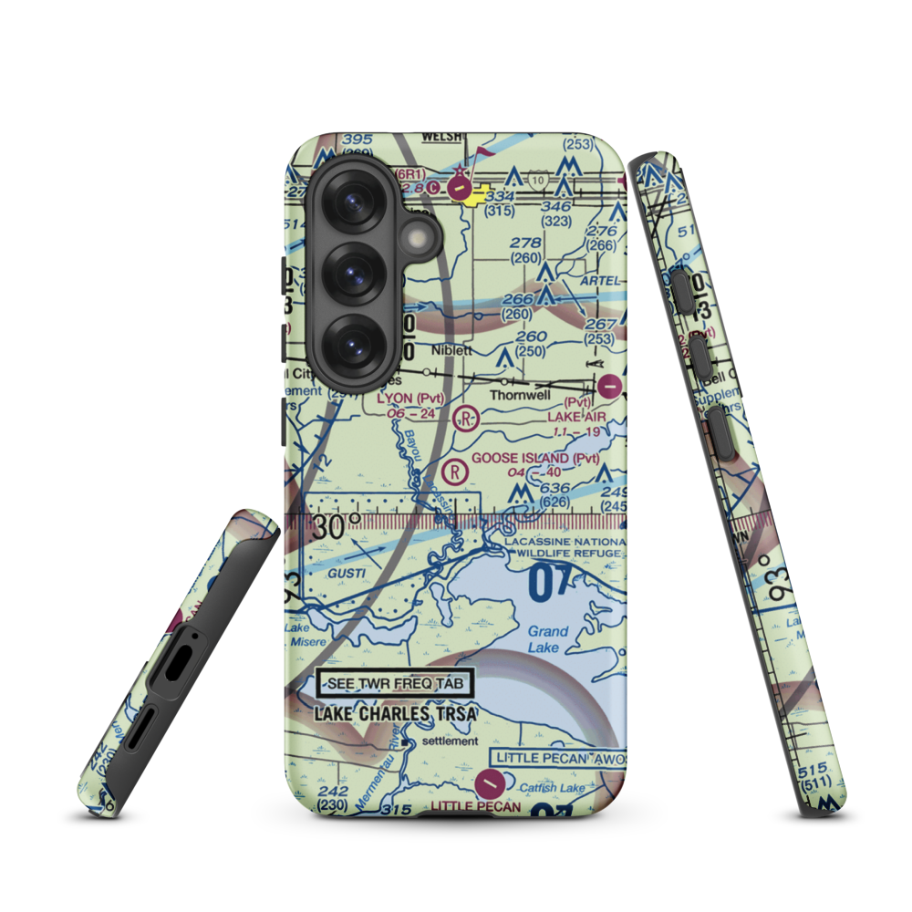 Goose Island Airport (1LA3) VFR Sectional Samsung Phone Case Samsung Galaxy S25 model shown