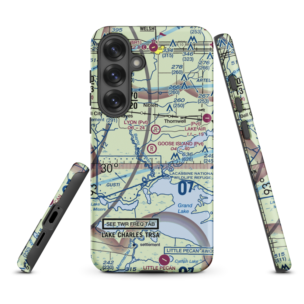 Goose Island Airport (1LA3) VFR Sectional Samsung Phone Case Samsung Galaxy S25 Plus model shown