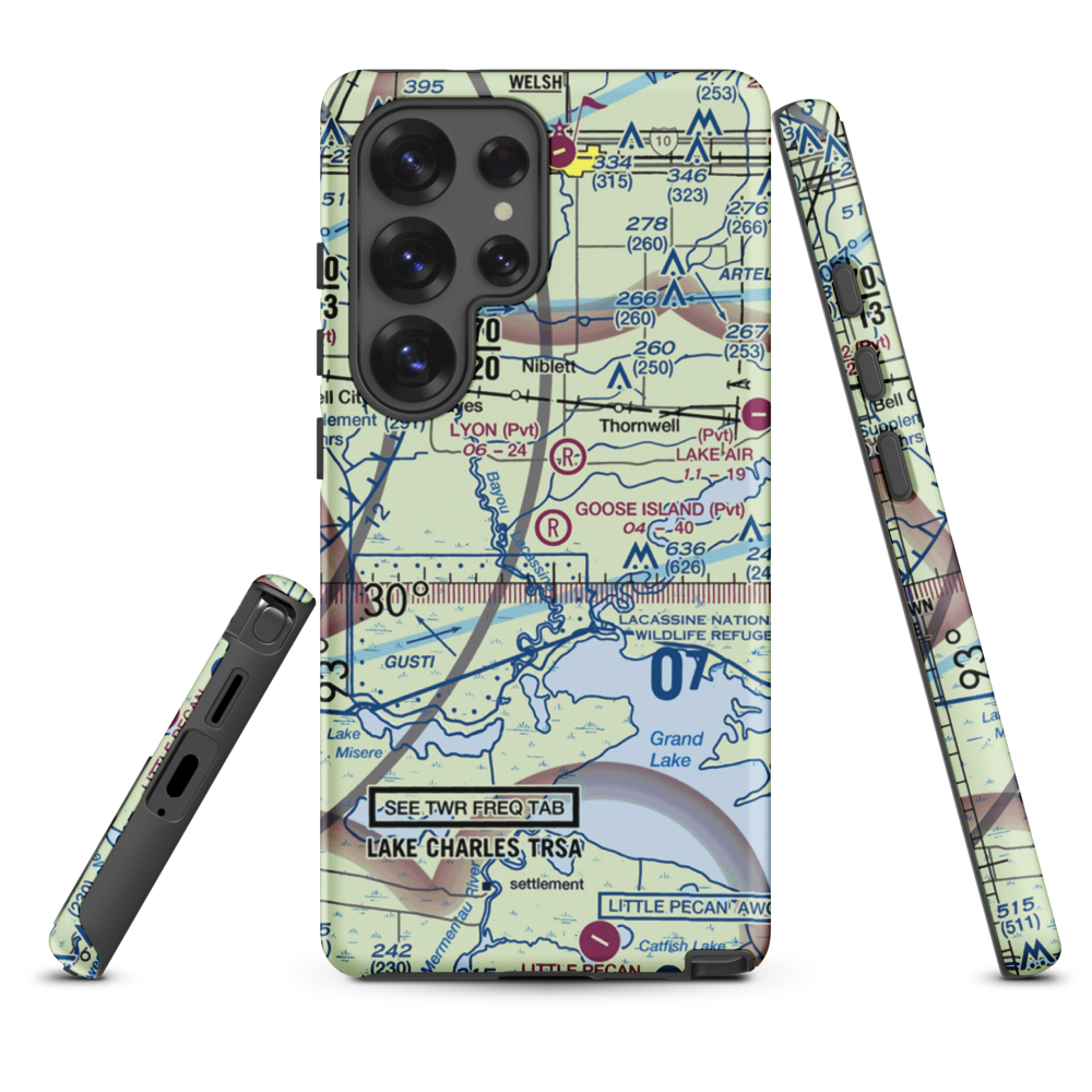 Goose Island Airport (1LA3) VFR Sectional Samsung Phone Case Samsung Galaxy S25 Ultra model shown