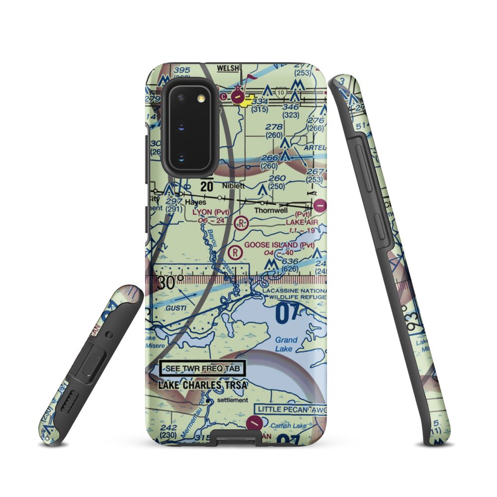 Goose Island Airport (1LA3) VFR Sectional Samsung Phone Case Samsung Galaxy S20 model shown