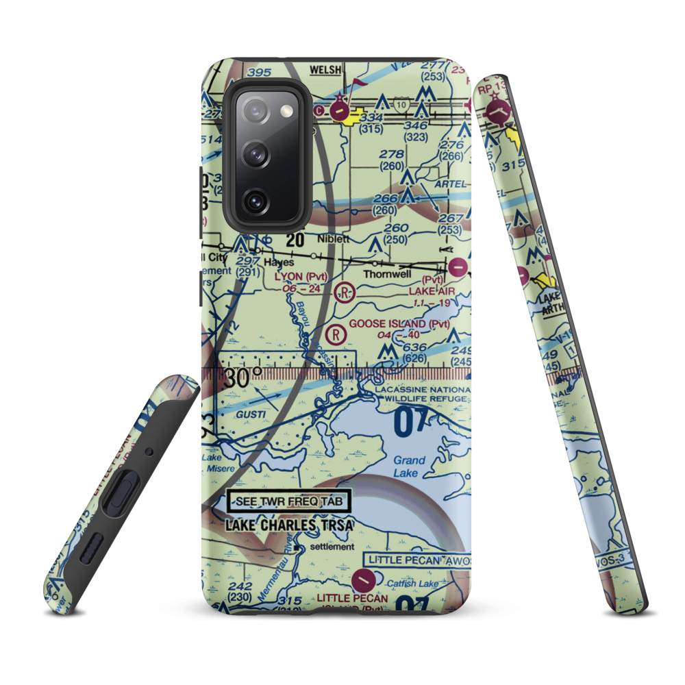 Goose Island Airport (1LA3) VFR Sectional Samsung Phone Case Samsung Galaxy S20 FE model shown