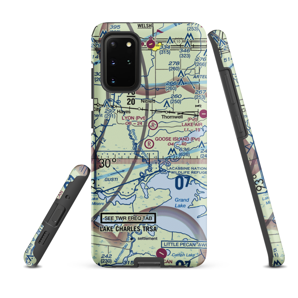 Goose Island Airport (1LA3) VFR Sectional Samsung Phone Case Samsung Galaxy S20 Plus model shown