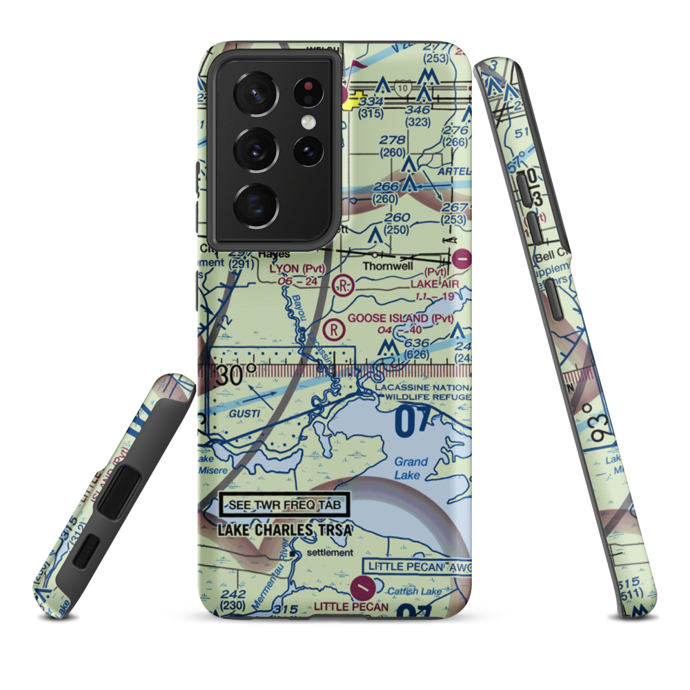Goose Island Airport (1LA3) VFR Sectional Samsung Phone Case Samsung Galaxy S21 Ultra model shown