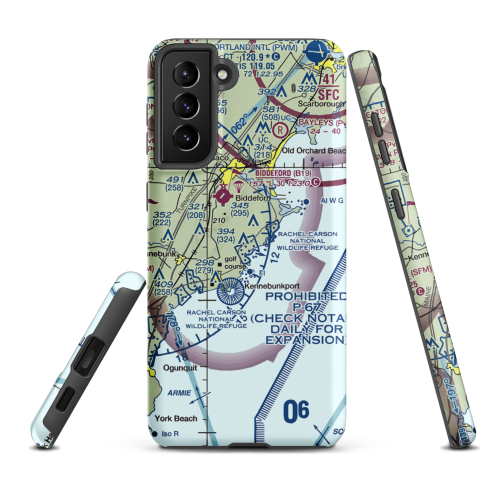 Goosefair Airport (ME45) VFR Sectional Samsung Phone Case Samsung Galaxy S21 Plus model shown