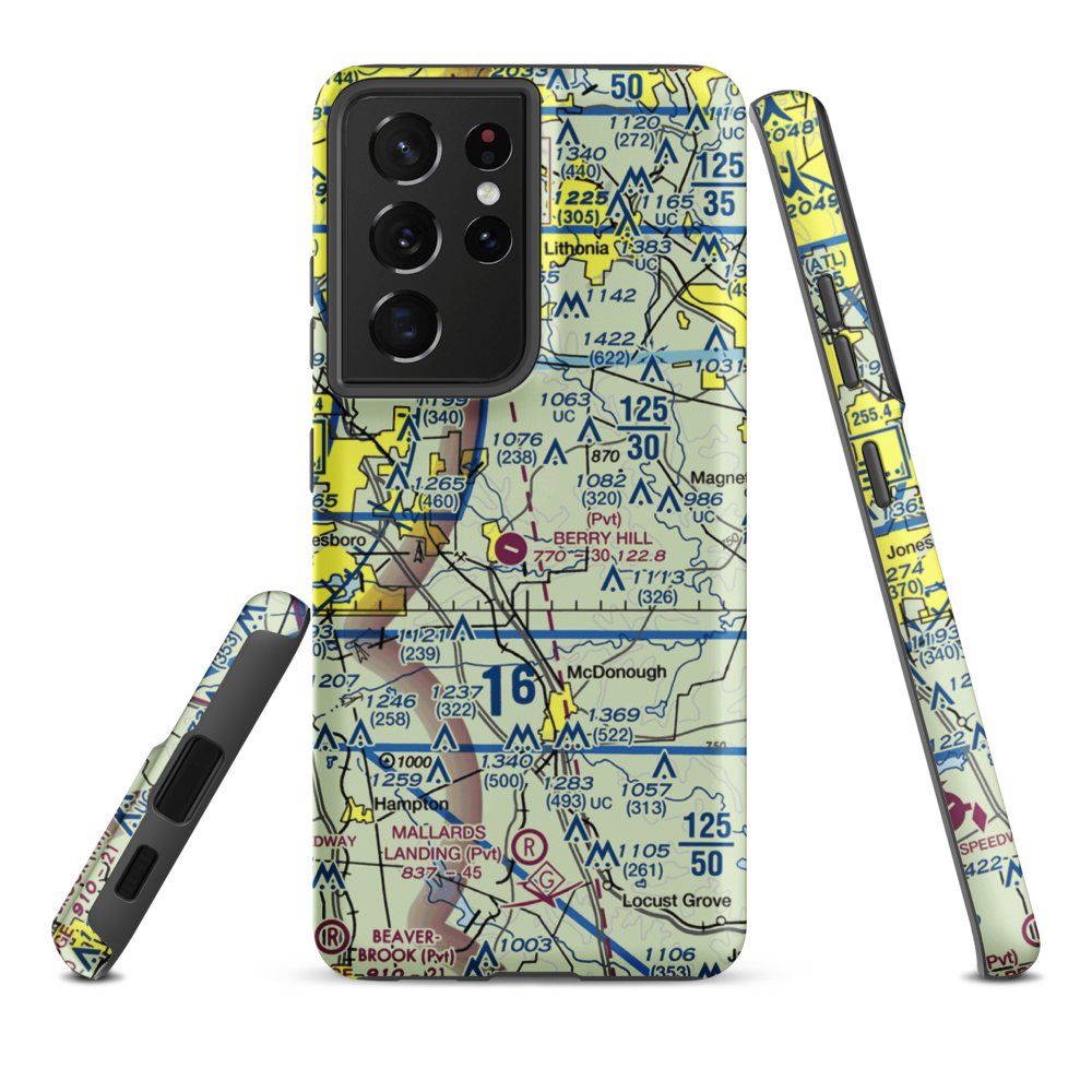 Gorden E Bellah International Airport (4GE2) VFR Sectional Samsung Phone Case Samsung Galaxy S21 Plus model shown