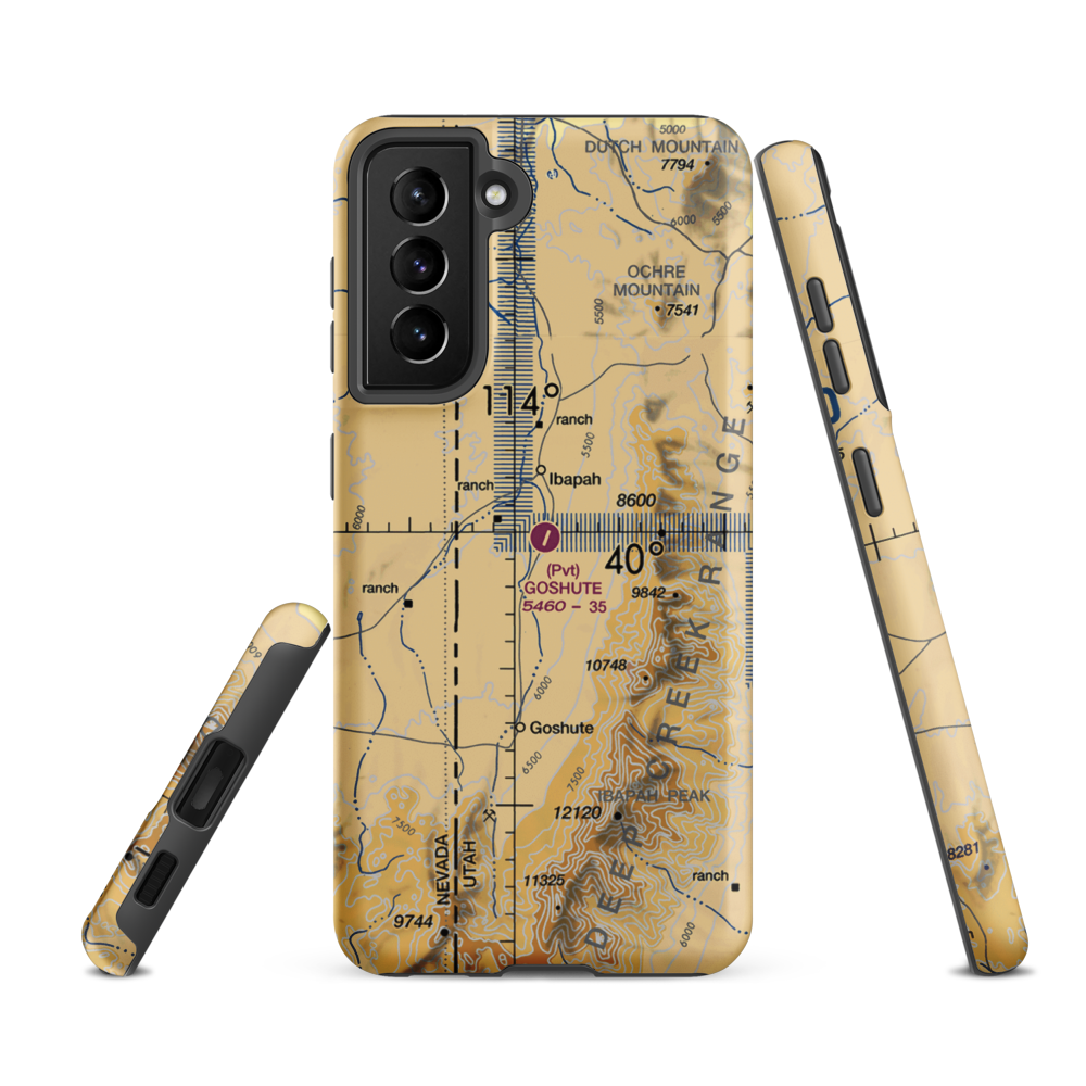 Goshute Airport (UT65) VFR Sectional Samsung Phone Case Samsung Galaxy S21 FE model shown