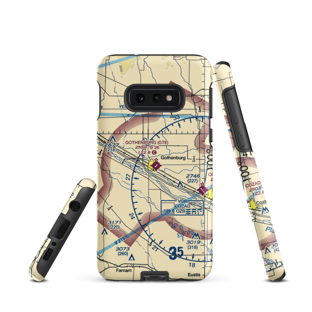 Gothenburg Municipal Airport (GTE) VFR Sectional Samsung Phone Case Samsung Galaxy S10 Plus model shown