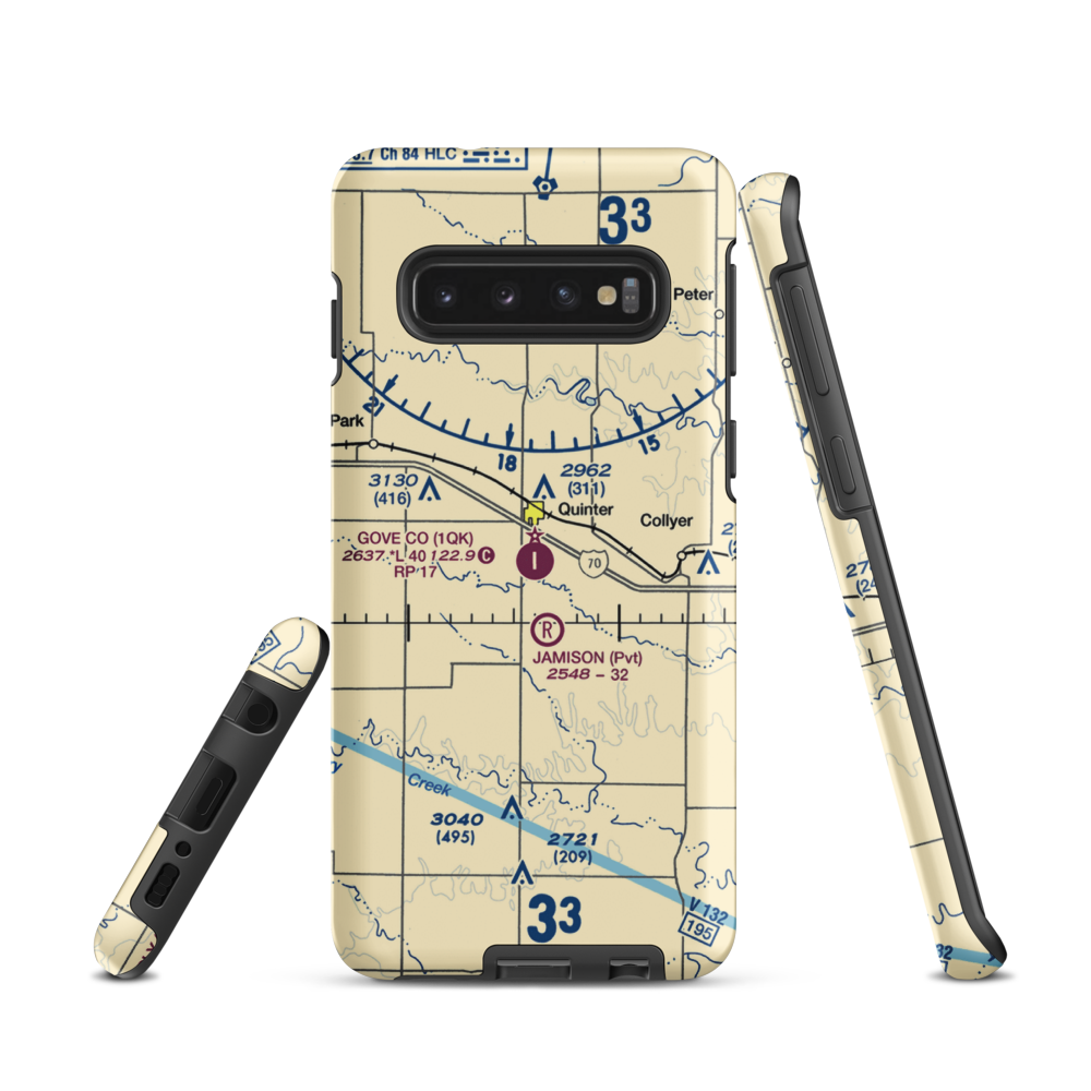 Gove County Airport (1QK) VFR Sectional Samsung Phone Case Samsung Galaxy S10 model shown