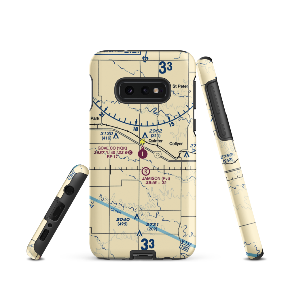 Gove County Airport (1QK) VFR Sectional Samsung Phone Case Samsung Galaxy S10e model shown