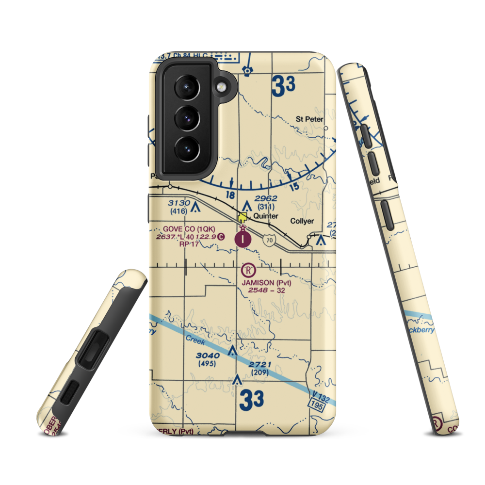 Gove County Airport (1QK) VFR Sectional Samsung Phone Case Samsung Galaxy S21 FE model shown