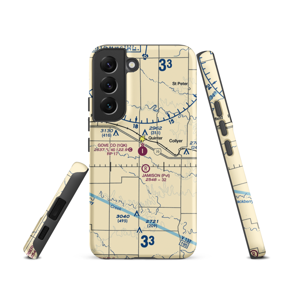 Gove County Airport (1QK) VFR Sectional Samsung Phone Case Samsung Galaxy S22 model shown