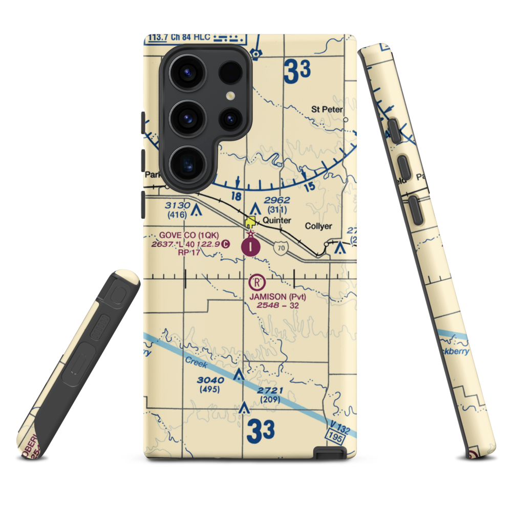 Gove County Airport (1QK) VFR Sectional Samsung Phone Case Samsung Galaxy S23 Ultra model shown