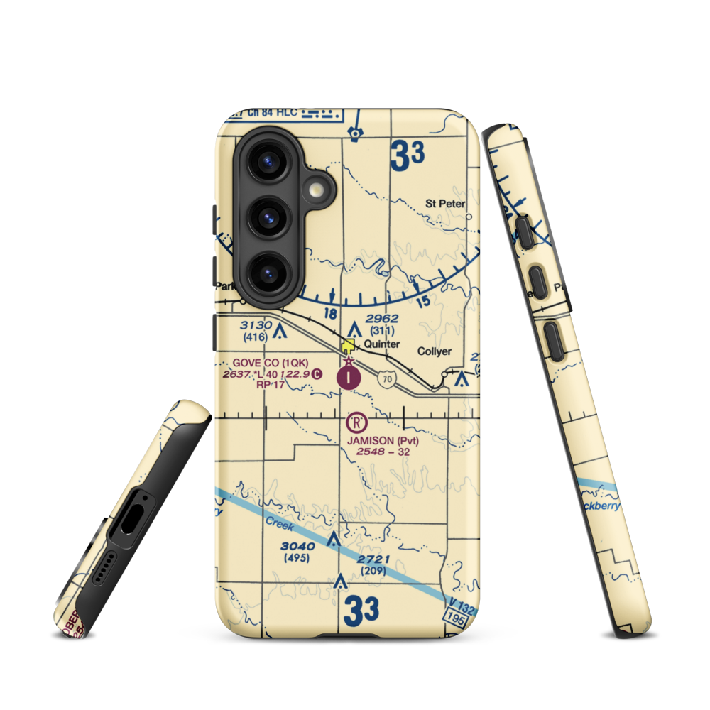 Gove County Airport (1QK) VFR Sectional Samsung Phone Case Samsung Galaxy S24 model shown