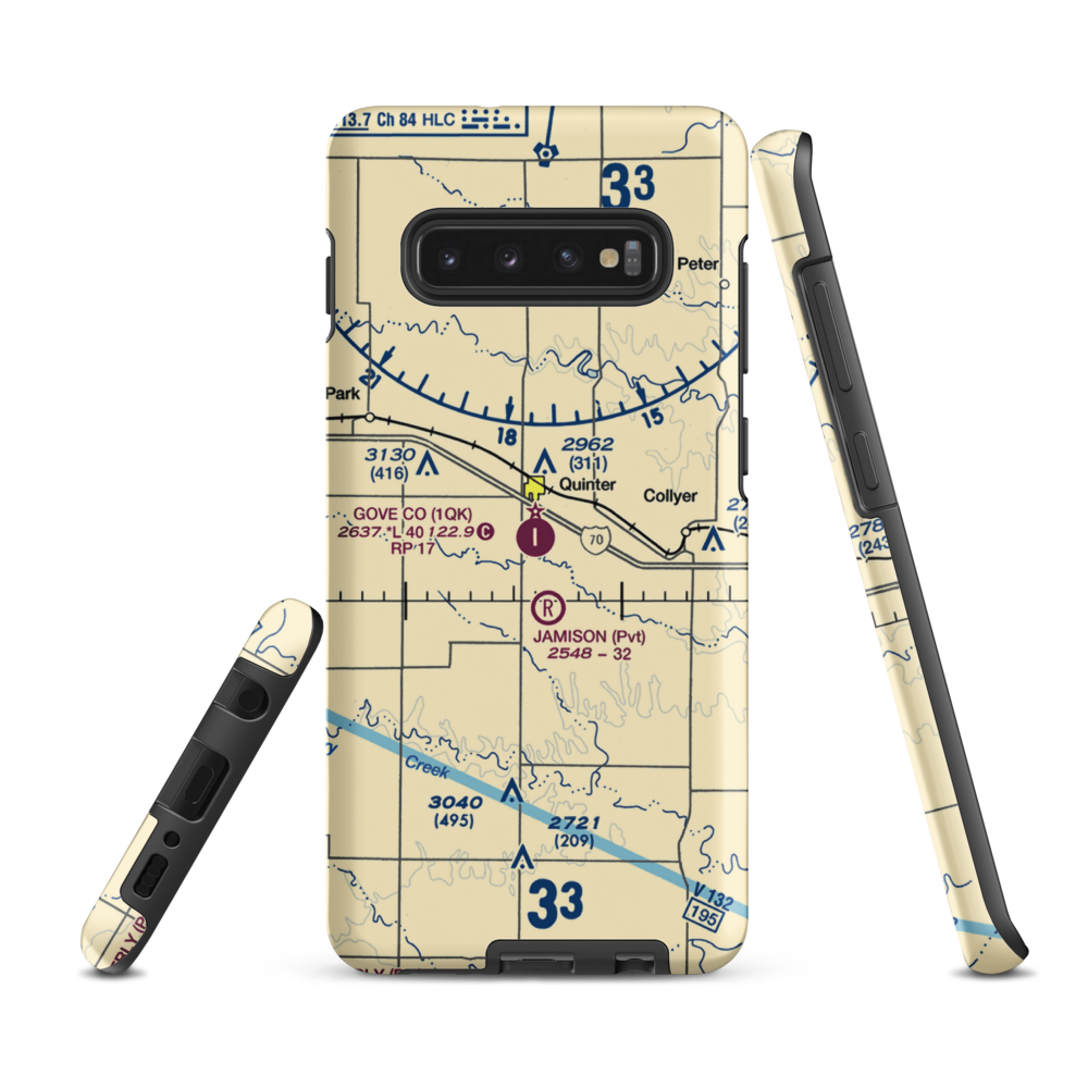 Gove County Airport (1QK) VFR Sectional Samsung Phone Case Samsung Galaxy S10 Plus model shown