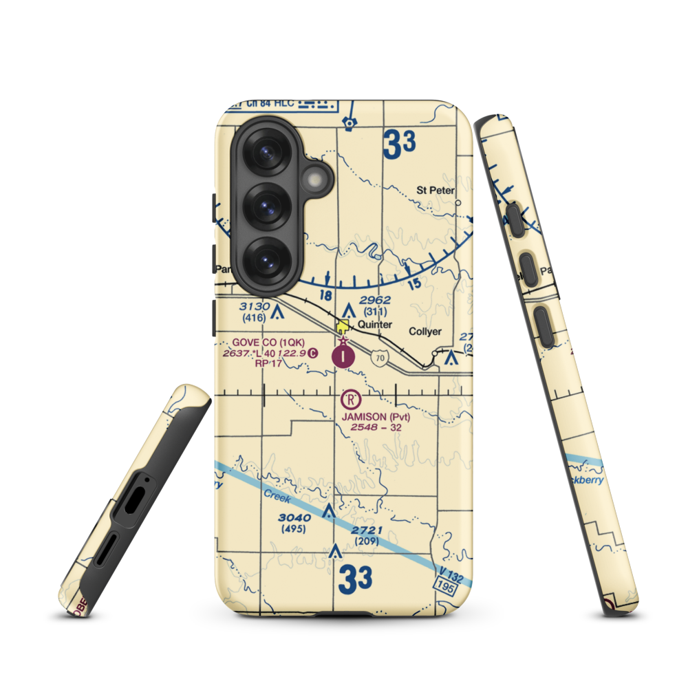 Gove County Airport (1QK) VFR Sectional Samsung Phone Case Samsung Galaxy S25 model shown