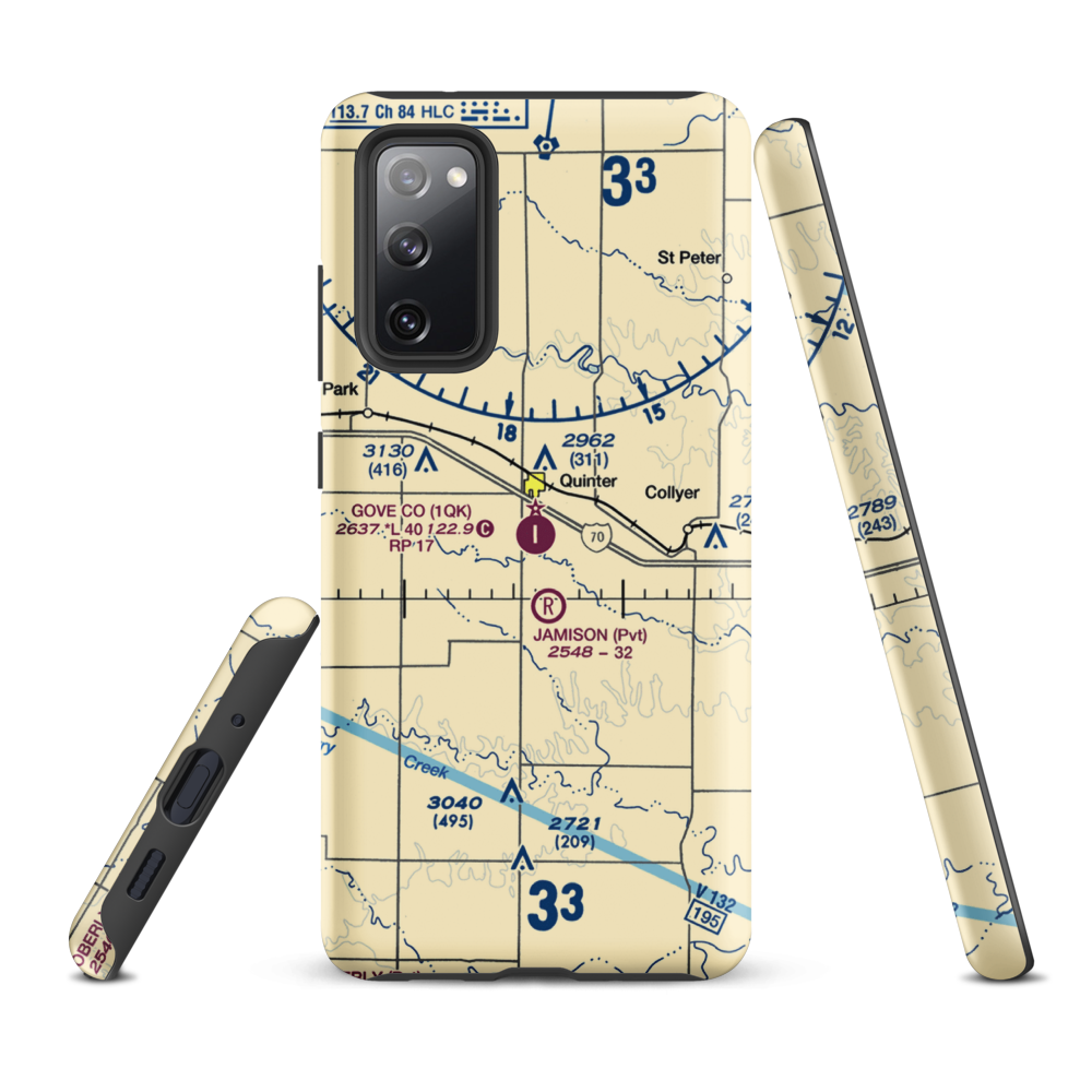 Gove County Airport (1QK) VFR Sectional Samsung Phone Case Samsung Galaxy S20 FE model shown